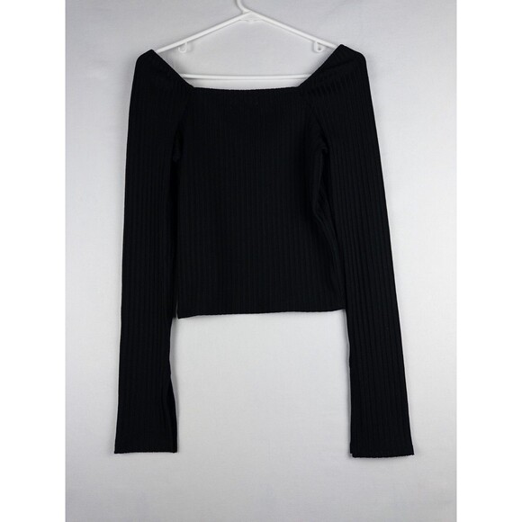 NWT Madewell Sweater Womens Cropped Small Black Knit Pullover Solid‎ - Picture 1 of 8